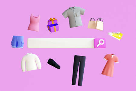 3D online shopping conceptの写真素材