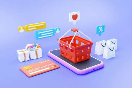 3D online shopping conceptの写真素材