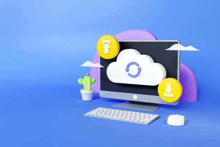3D cloud drive conceptの写真素材
