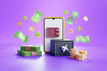 3D E-wallet conceptの写真素材