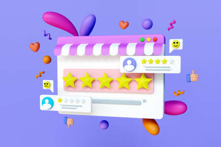 3D online shopping rating conceptの写真素材