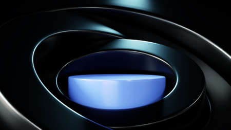 Simple black and blue 3D podium mockup display background