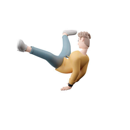 3D man performing breakdance