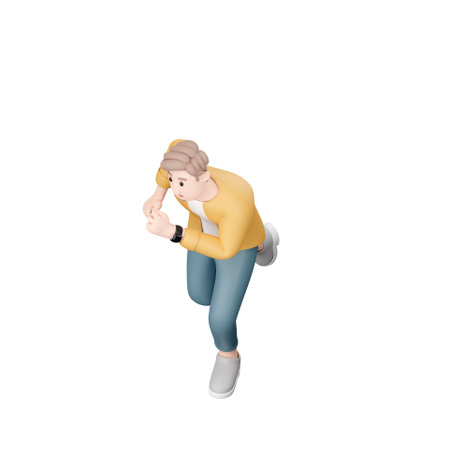 3D man in jacket running