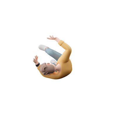 3D man in jacket falling