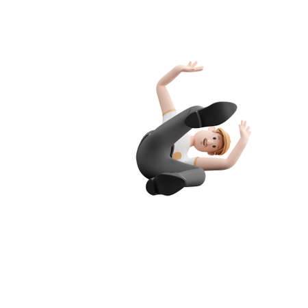 3D man in casual wear falling