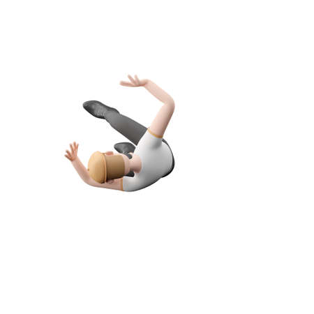3D man in casual wear falling