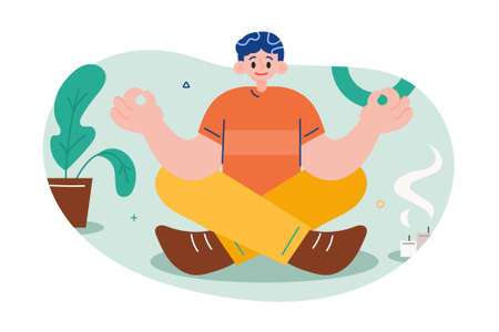 Man with meditation poseのイラスト素材