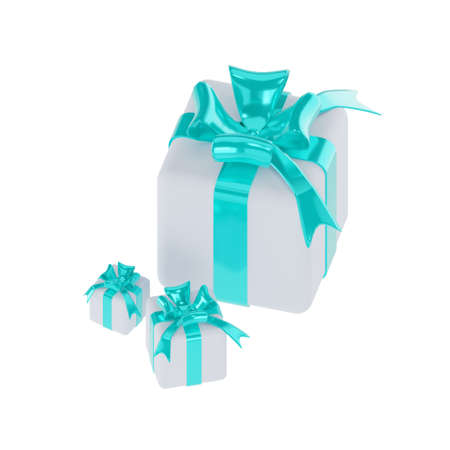 3D gift boxes wrapped with a ribbon