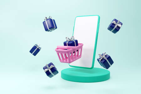 3D mobile with ecommerce concept