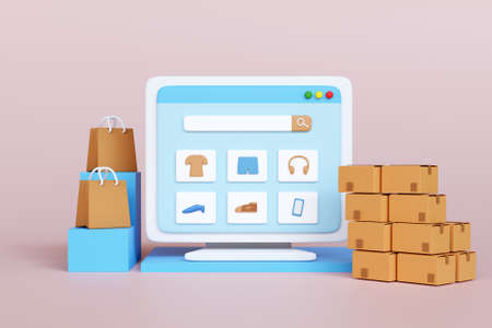 3D monitor with ecommerce concept