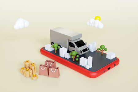 3D ecommerce delivery concept
