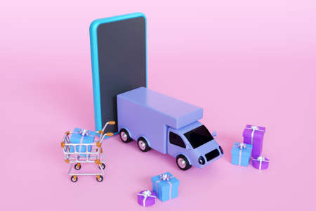 3D ecommerce delivery concept