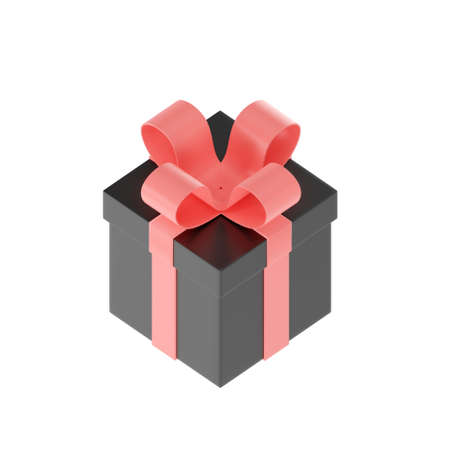 3D present wrapped with a ribbon