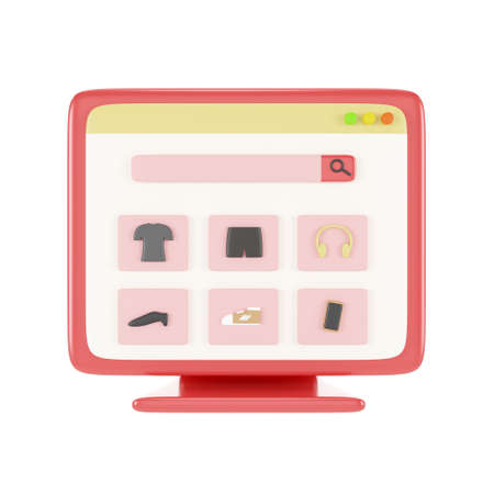 3D monitor showing an ecommerce browser