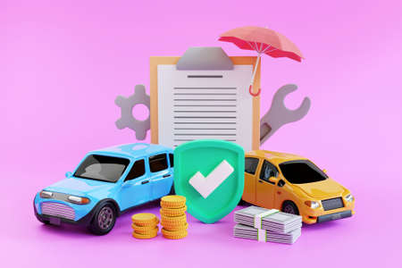 3D car insurance concept