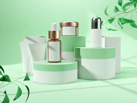 3D skincare products displayの写真素材