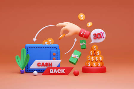 3D cash back concept