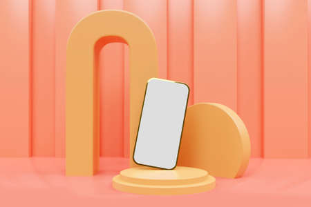 3D mobile phone on podium
