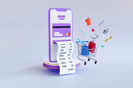 3D mobile phone ecommerce conceptの写真素材