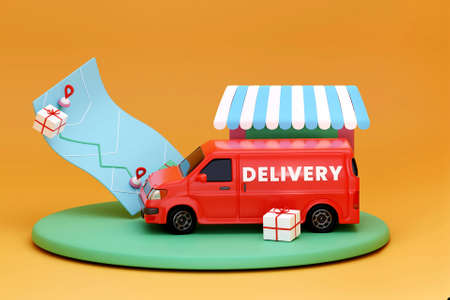 3D delivery tracking conceptの写真素材