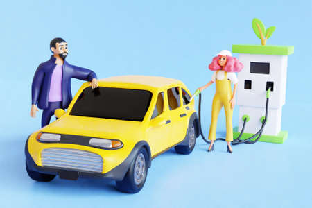 3D green vehicle conceptの写真素材