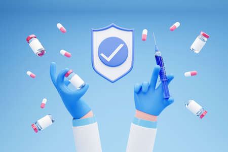3D vaccination conceptの写真素材