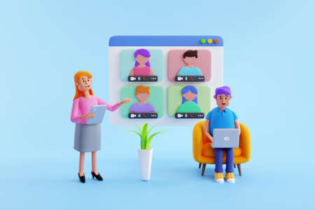 3D video call conceptの写真素材