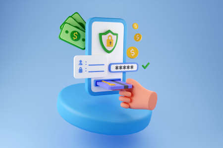 3D mobile phone ecommerce payment conceptの写真素材