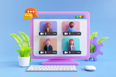 3D video call conceptの写真素材