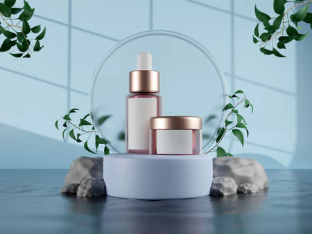 3D skincare products displayの写真素材