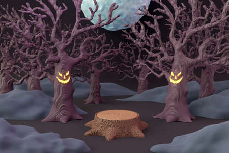 3D Halloween tree podiumの写真素材