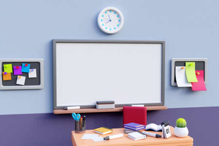 3D teacher's desk in a classroomの写真素材