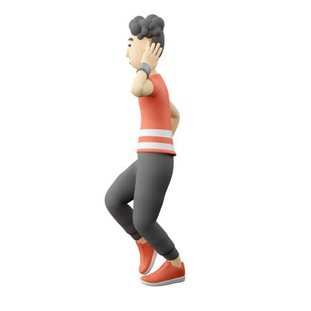 3D man with curly hair posing