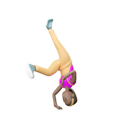 3D woman performing breakdance