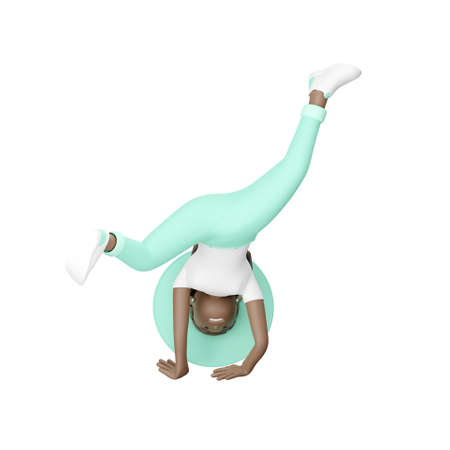 3D woman performing breakdance