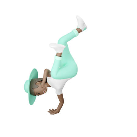 3D woman performing breakdance