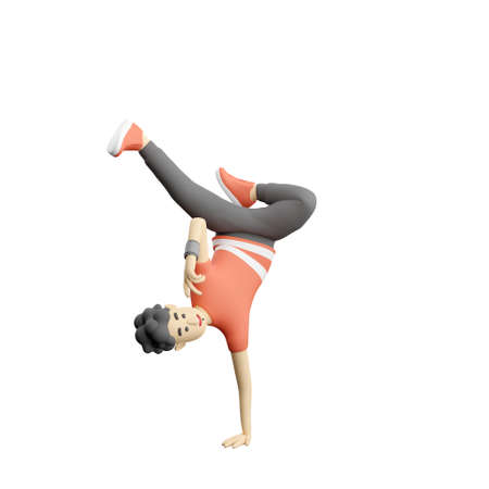 3D man performing breakdance