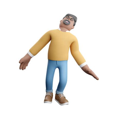 3D man in sweater looking up