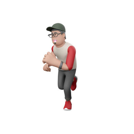 3D man with cap running