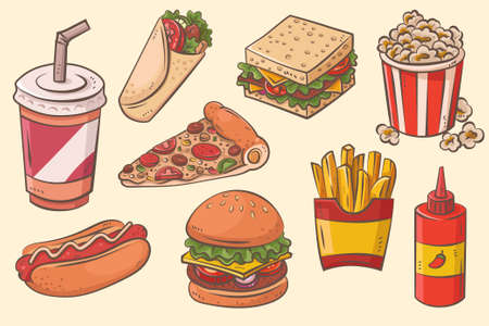Collection of fast foodのイラスト素材