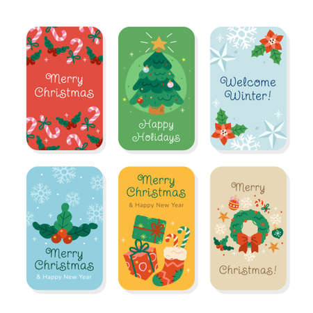 Christmas greeting labelsのイラスト素材