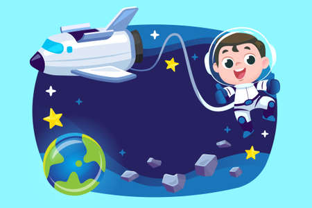 Astronaut and spaceship background with copy spaceのイラスト素材