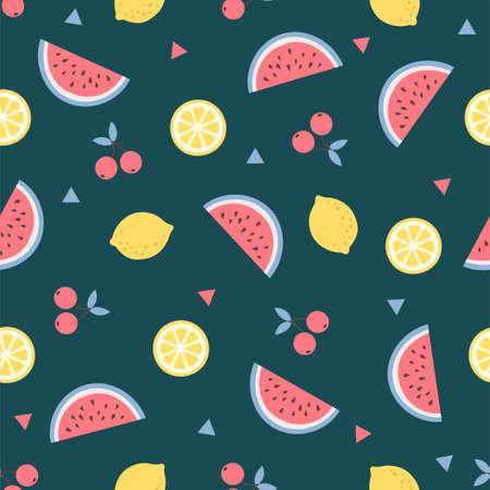 Seamless summer fruit backgroundのイラスト素材