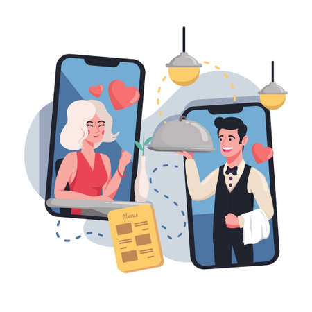 Online food ordering conceptのイラスト素材