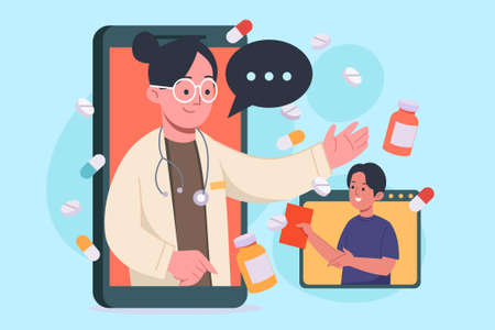 Online prescription conceptのイラスト素材
