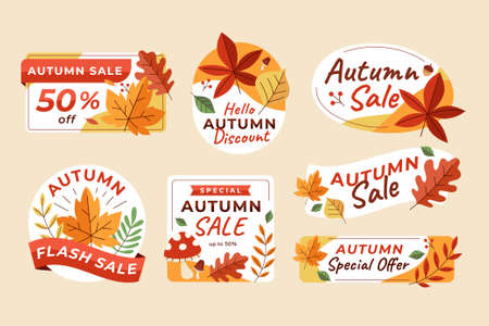 Set of autumn sale stickerのイラスト素材