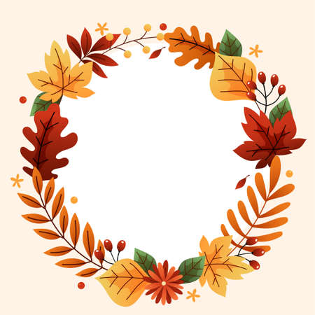 Autumn themed wreathのイラスト素材