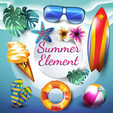 Summer elementsのイラスト素材