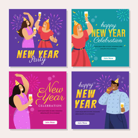 Collection of new year greetingsのイラスト素材
